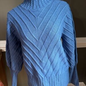 Catherine Malandrino Vibrant Blue Mockneck style Sweater. Size Large